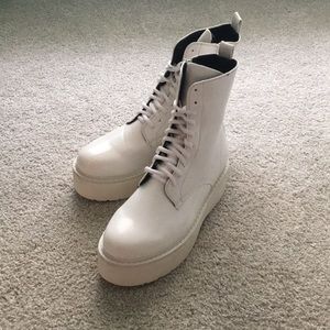 DollsKill White monochrome platform boots